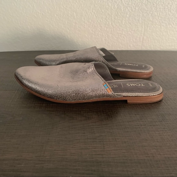 Toms metallic pewter Jutti mules slip-on size 5.5 - Picture 4 of 9
